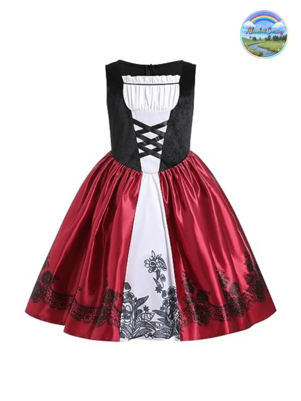 Girls Little Red Riding Hood Costume with Hooded Cape 2PC Dress Up Set